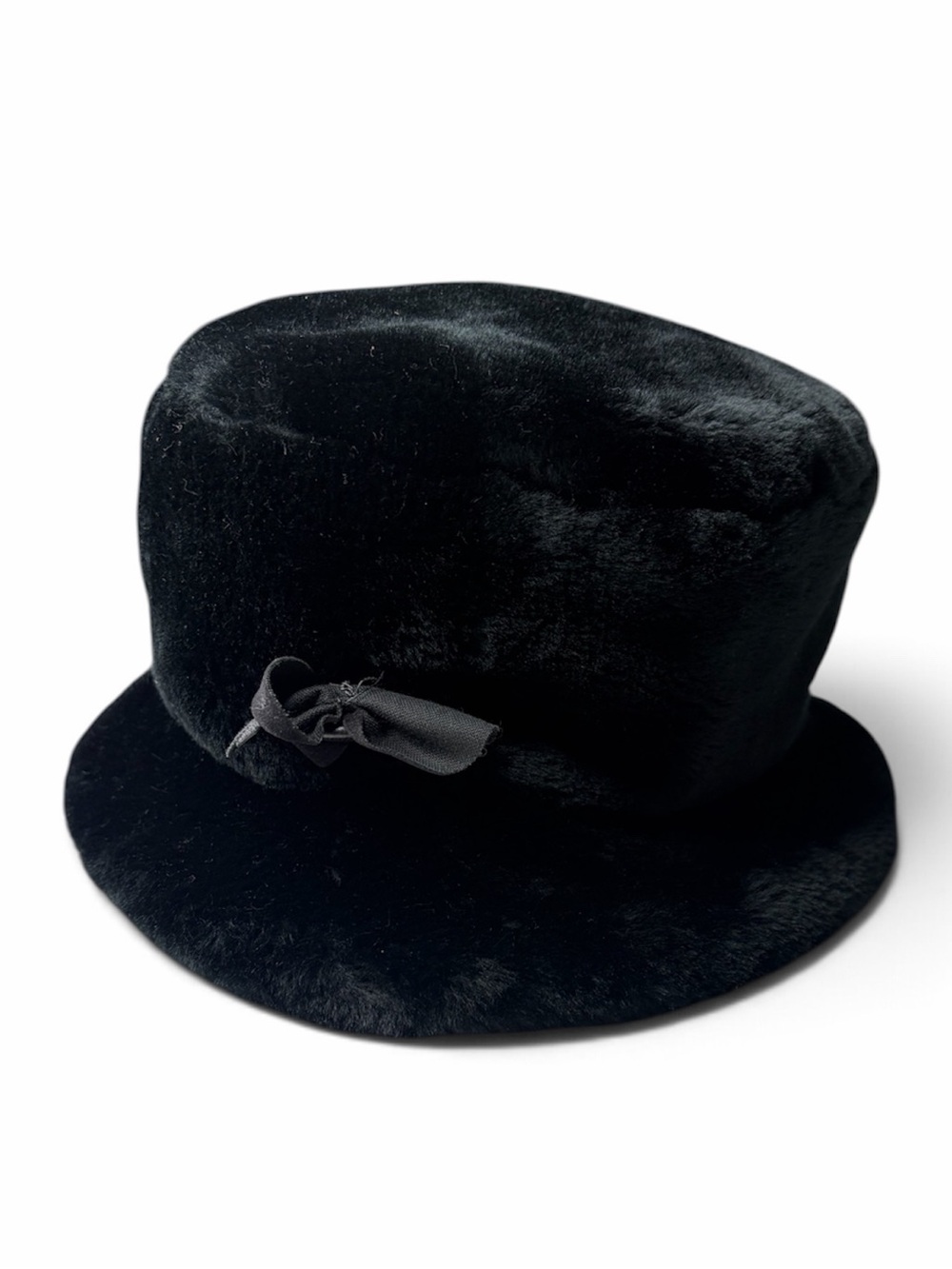 Vintage L'Hiver en Folie Black Faux Fur Cloche Bucket Hat Made in Canada